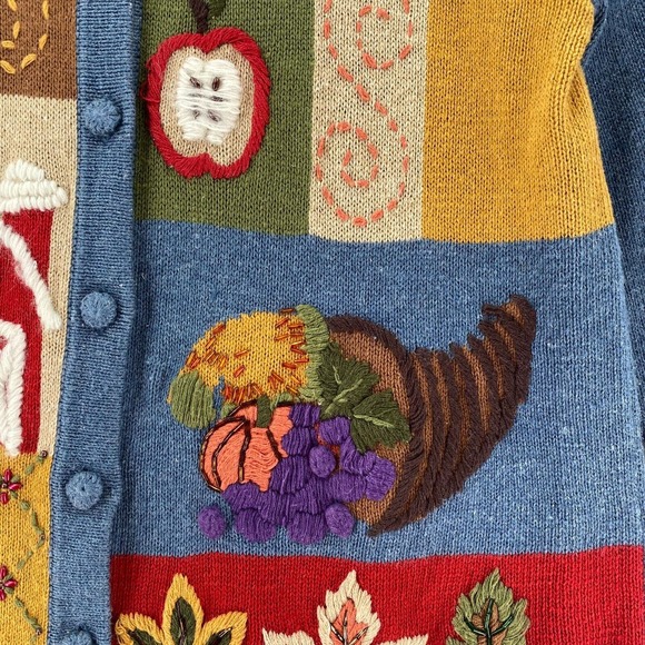 Willow Ridge Sweater Size MEDIUM Fall Farm Country Button Up Colorful - Picture 7 of 16